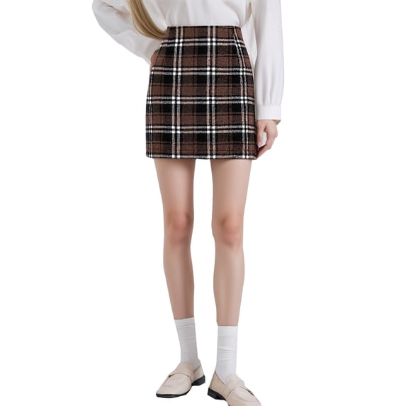 WAYUTE Womens Skirts High Waist Plaid Pencil Skirt Bodycon Slim Fit Stretch Mini Skirt for Work Casual Party Evening Wedding Outdoor Wear Holiday Skirt