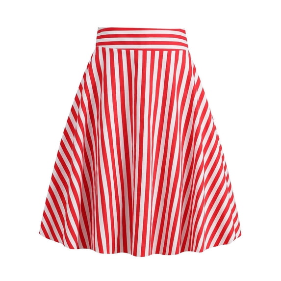 WAYUTE Womens Skirts Retro Stripes Ruffles Flowy Comfortable Soft Casual Fashion A Line Skirt Party Evening Wedding Outdoor Activities Holiday Skirt