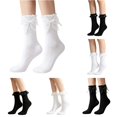 thumbnail image 1 of WAYUTE Womens Socks Ruffle Lace Floral Jacquard Soft Breathable Vintage Fashion Mid Calf Socks for Dress Daily Casual Outfits, 1 of 6