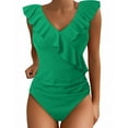 thumbnail image 1 of WAYUTE Womens Swimsuits One Piece Cute Ruffles V Neck Patchwork Floral Print Bikini Bathing Suits Comfortable Fashion Swimwear, 1 of 5
