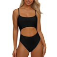 thumbnail image 1 of WAYUTE Womens Swimsuits One Piece Neck Cut Out Front Lace Up Back High Cut Monokini Swimsuit, 1 of 5
