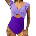 thumbnail image 1 of WAYUTE Womens Swimsuits One Piece One Pc Swimsuit Ruffle Cutout Bathing Suits V Neck Wrap Swimwear, 1 of 6
