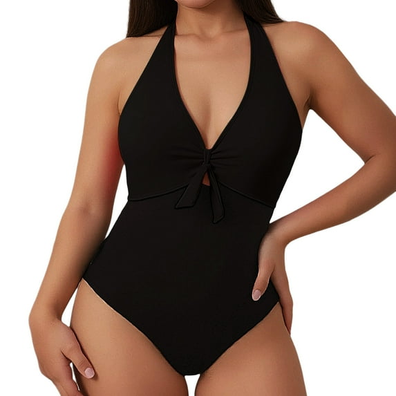 WAYUTE Womens Swimsuits One Piece Swimsuits Bathing Suits Knot Front Push Up Swim Suits Swimwear