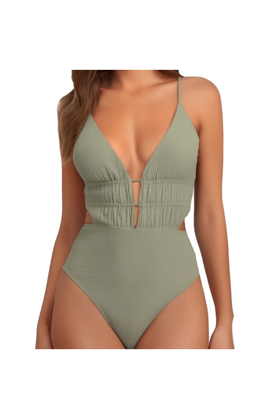 Womens Swimsuits One Piece Swimsuits Tied Backless Bathing Suit with Removable Padding Summer Beach Swimwear Ocean Stripes Design