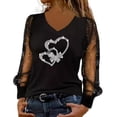 thumbnail image 1 of WAYUTE Womens T Shirts Festives Black Elegant Sexy New Year'S Eve Outfit Sequins Modern With Glitter Shirt Blouse Top Casual Comfort Fit Party Holiday Daily Wear, 1 of 7