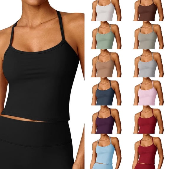WAYUTE Womens Tank Tops Solid Color Sleeveless Soft Yoga Tank Camisole for Gym Running Workout Comfort Gym Cropped Top Casual Outdoor