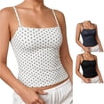 thumbnail image 1 of WAYUTE Womens Tank Tops Spaghetti Straps Slim Fit Polka Dot Print Cropped Tops Layering Fashion Camisole Summer Vacation,White,M, 1 of 4