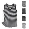 thumbnail image 1 of WAYUTE Womens Tank Tops Striped Print V Neck Sleeveless Soft Breathable Camisole Layering Loose Fit Summer Daily Wear,Navy,XL, 1 of 3