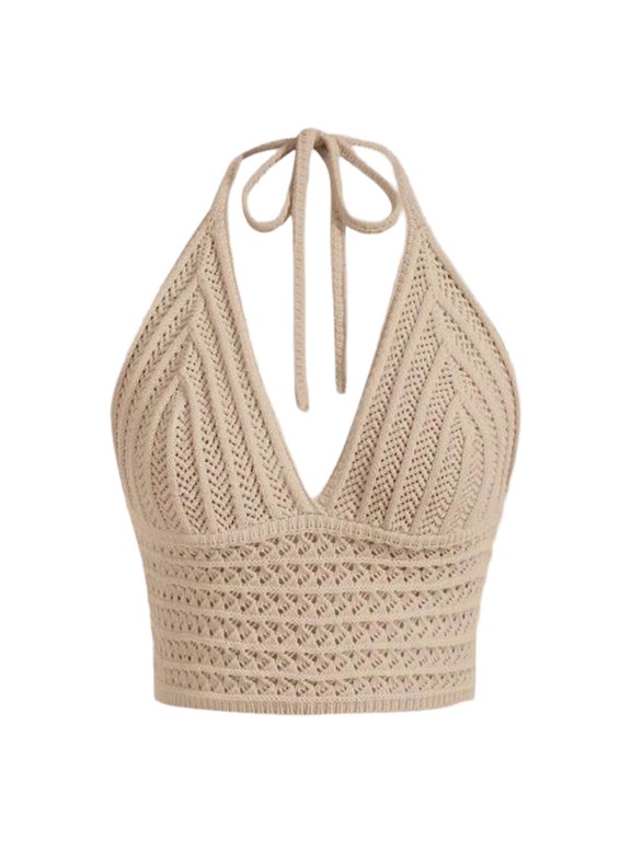 Womens Tank Tops Summer Halter Neck Knit Camisole Sleeveless Beach Boho Casual Stretchy Comfortable Breathable Tank Top