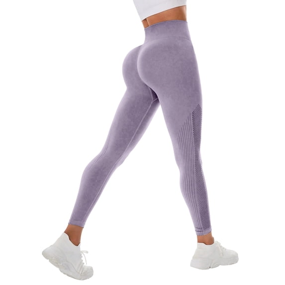 WAYUTE Yoga Pants Women Tummy Control Non See Through Seamless Push up Solid Color Stretchy Fit Trousers for Workout L