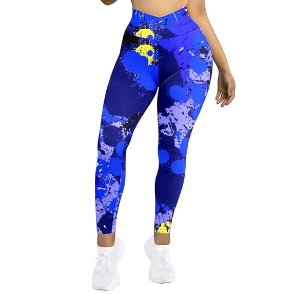 WAYUTE Yoga Pants Women Tummy Control Stylish Prints Soft Sports Yoga Trousers Stretchy Fit Trendy for Laides Running 2XL