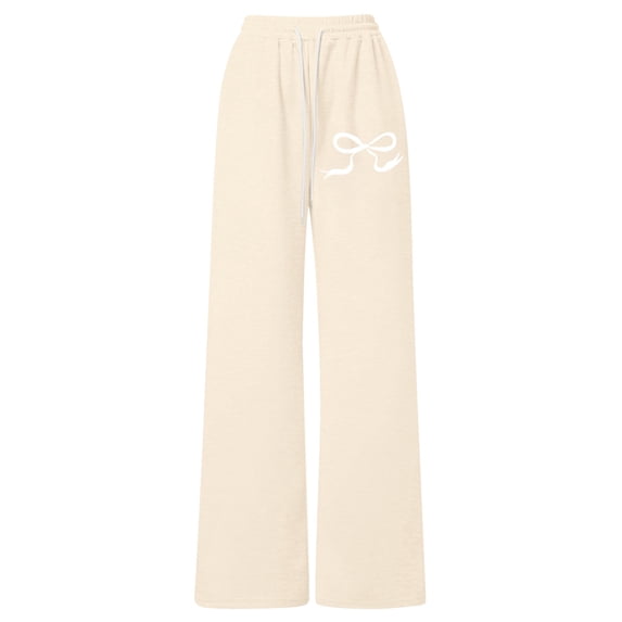WAYUTE irls Sweatpants Bow Printed Drawstring Lightweight Straight Leg Athletic Comfort Soft Joggers Casual Daily Wear