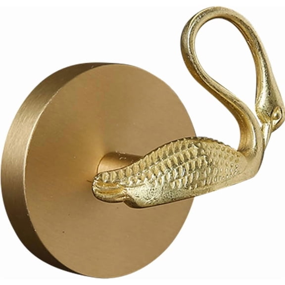 ABPETE Brass Wall Hooks Heavy Duty for Hanging Metal Vintage Coat Hooks Wall Mounted Door Hook Rack Decorative Pegs for Hanging Bag Key Towel or Purse Swan Right