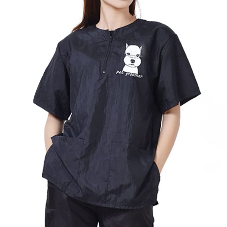 WAYUTO Short Sleeves Pet STF9 Grooming Smock with Zipper Dog