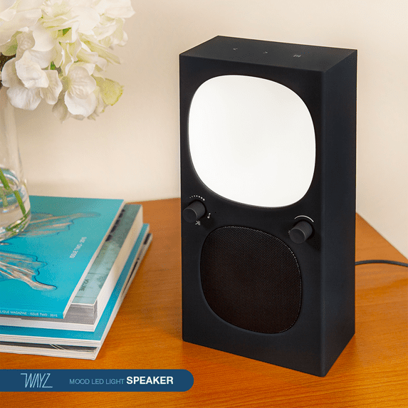 WAYZ Mood LED light and Wireless Speaker ALL IN ONE, 1.5W Bluetooth and 3.5mm Audio Input, up to 4-hour Playtime, Dimmable and Different Light Colors