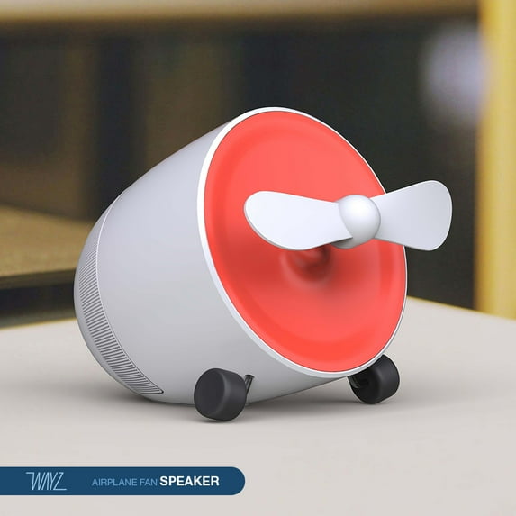 WAYZ Wireless Speaker and Fan ALL IN ONE, 2.5W Audio Power, Bluetooth and 3.5mm Audio Input, more than 5 hour Playtime