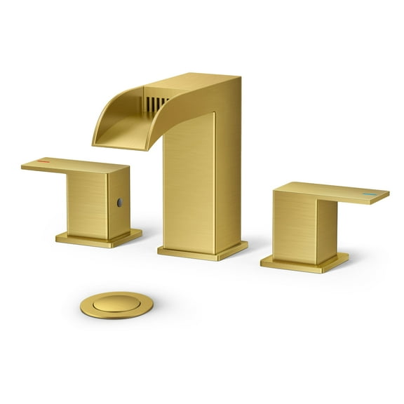 WB-03032GD Widespread 2-handle Bathroom Faucet with Drain Assembly