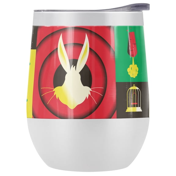WB 100: Official Looney Tunes Icons 12 oz Stemless Tumbler, Stainless Steel Travel Cup|Lake Tumbler|Insulated with Leak Resistant Slide-Lock Lid, White