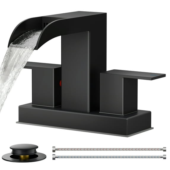 WB-61A32B Centerset Bathroom Faucet With Drain Assembly, 2-handle Bathroom Sink Faucet