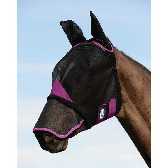 ComFITec Durable Mesh Fly Mask w/ Ears & Nose, Blk/Pur Size: Full