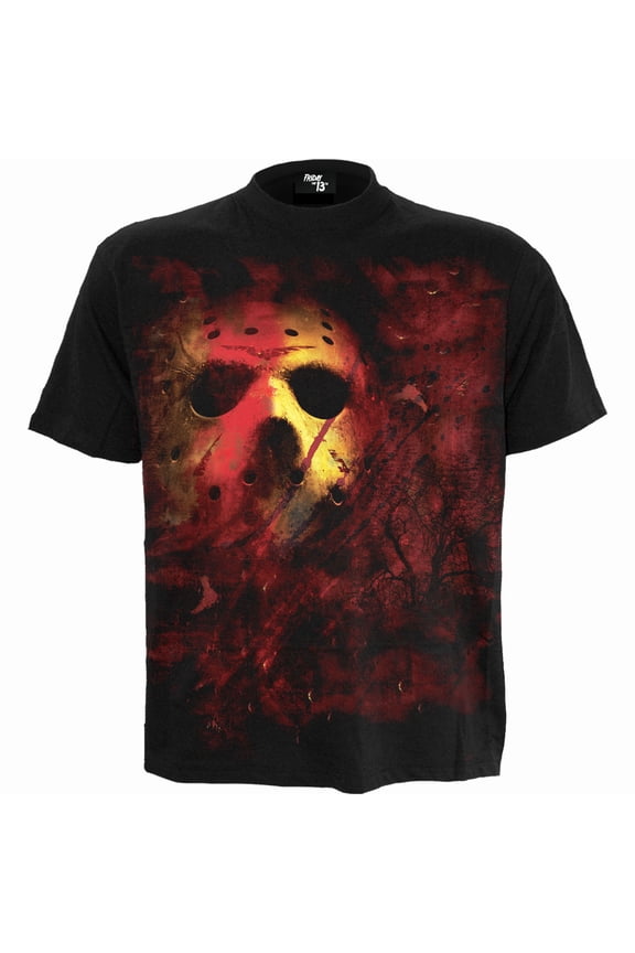 Friday the 13th Unisex T-Shirt: Jason Lives (Black) (Back Print)