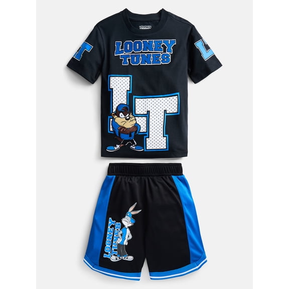 Looney Tunes Boys Short Sleeve Tee and Matching Basketball Shorts Set, 2-Piece, Sizes 4-12