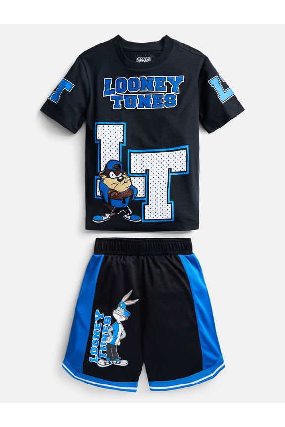 Looney Tunes Boys Short Sleeve Tee and Matching Basketball Shorts Set, 2-Piece, Sizes 4-12