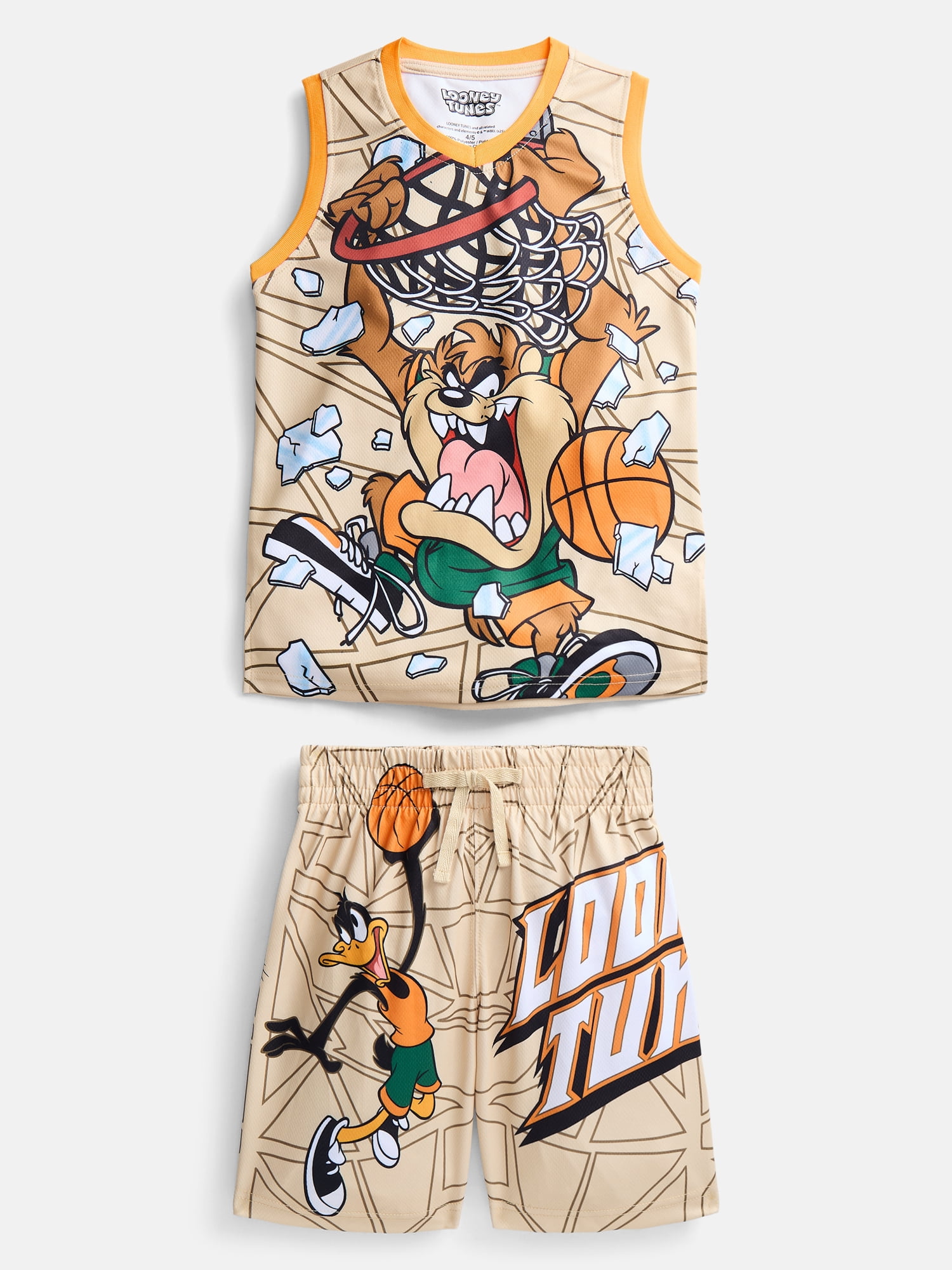Looney Tunes Boys Basketball Jersey and Matching Shorts Set, 2-Piece, Sizes 4-12
