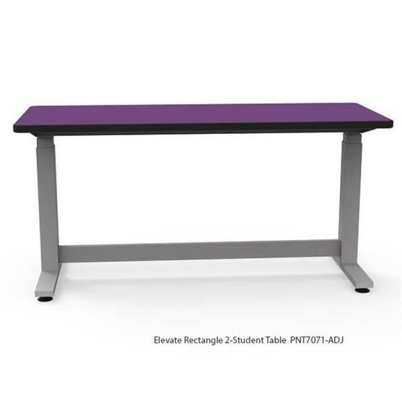 WB Manfacturing  Elevate 1-Student Rectangle Table with Grey Nebula Laminate, Black Armor Edge & Smooth Silver Base