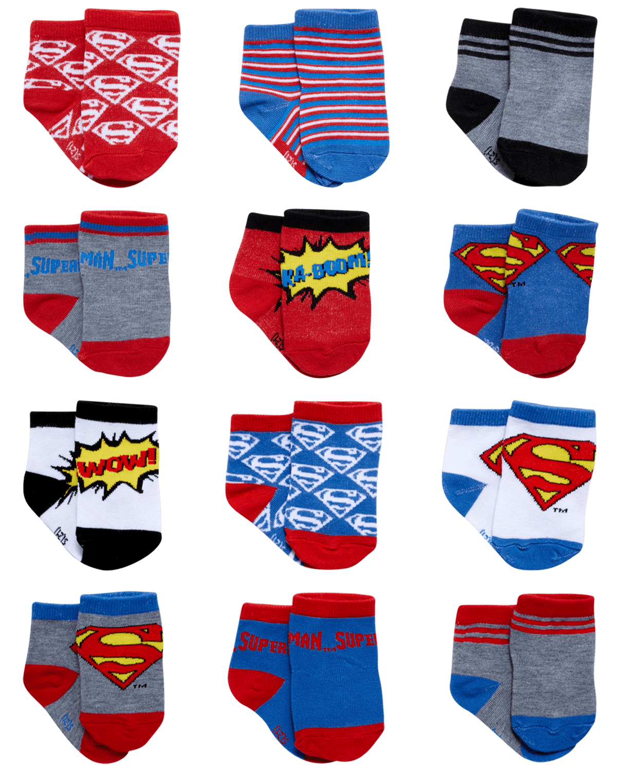 DC Comics Baby Boys' and Girls' Socks - 12 Pack Batman, Wonder