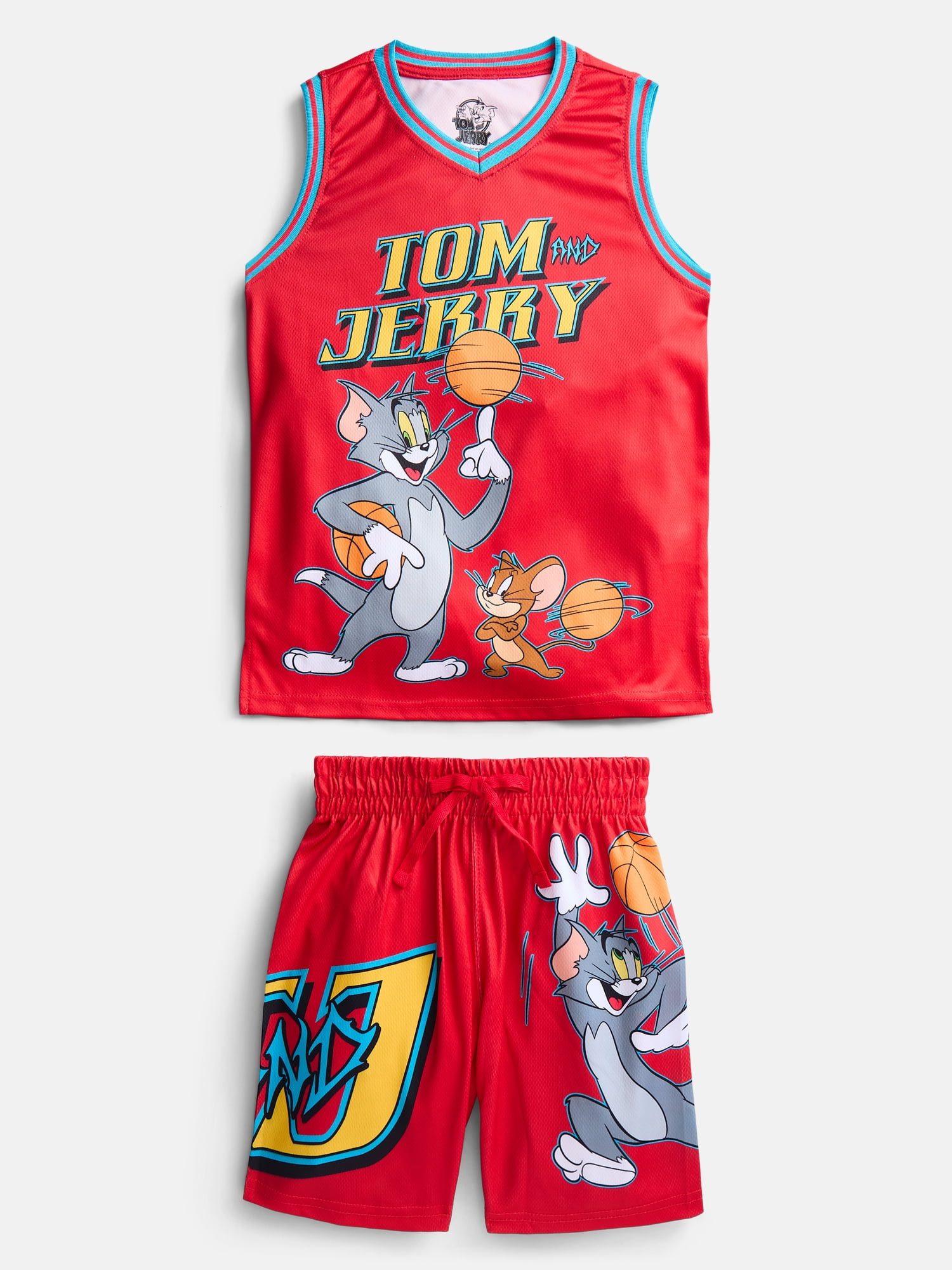 Tom and Jerry Boys Basketball Jersey and Matching Shorts Set, 2-Piece, Sizes 4-12