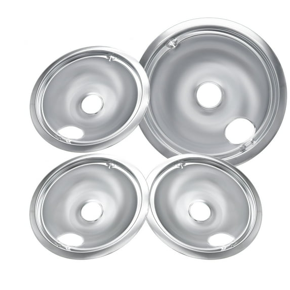 GE WB31T10010/11 4-Pack Electric Stove Drip Pans | Stainless Steel, Thickened Anti-Bend & Rust-Resistant – (3*6+1*8)