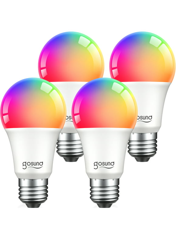 WB5-4W: Gosund Smart Bulb, WiFi Light Bulbs, Color Changing Light Bulb, Smart Light Bulbs work with Alexa & Google Assistant, A19 RGB Alexa Light Bulb, RGB+Wnite, Dimmable LED Light Bulbs, 4 Pack