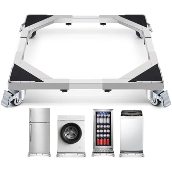 WBD WEIBIDA Upgraded Stainless Steel Washing Machine Dolly Cart, 700lbs Furniture Carts with lockble Wheels, Adjustable Mobile Roller Fridge Stand Base for Washing Machine, Dryer, Refrigerator$$Tools