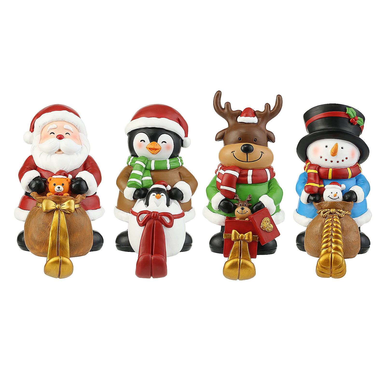 WBHome Christmas Stocking Holder Set of 4, Santa, Snowman, Reindeer and