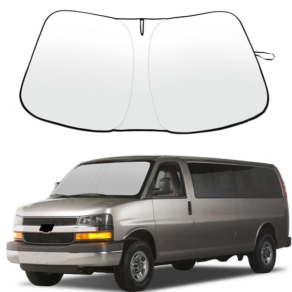 WBLATP Custom for 1996-2025 Chevy Express 1500 Car Windshield Sun Shade Ray Block Sun Visor , 1 Pack