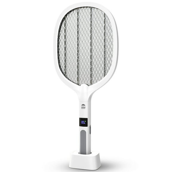 WBM Electric Bug Zapper, Portable Insect Killer, LED Light Fly Swatter for Home & Outdoor Use, White