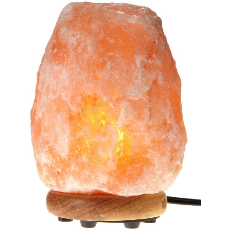 WBM Himalayan Glow Hand Carved Natural Crystal Himalayan Salt Lamp With Genuine Neem Wood Base Bulb And Dimmer Control.8 to 9 Inch 8 to 11 lbs