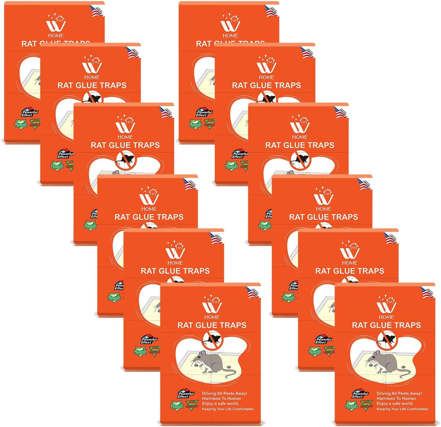 WBM Home Rat Pads, Enhanced Stickiness, Equipped with Protective Cover Glue Traps, 24 Count, Small
