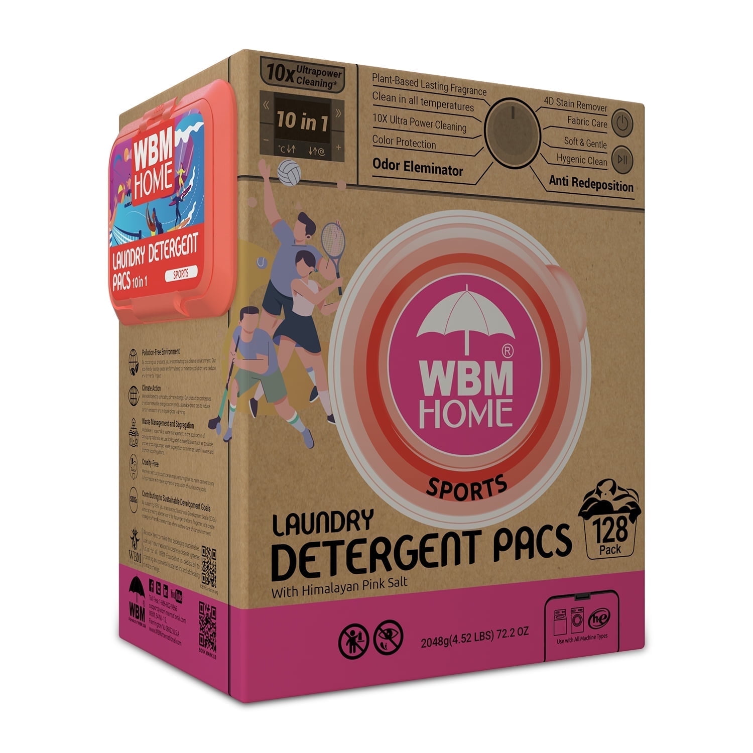 WBM Laundry Detergent Pods, Autumn Scent, 128 Count, Ultra Power Cleaning, Recyclable Packaging