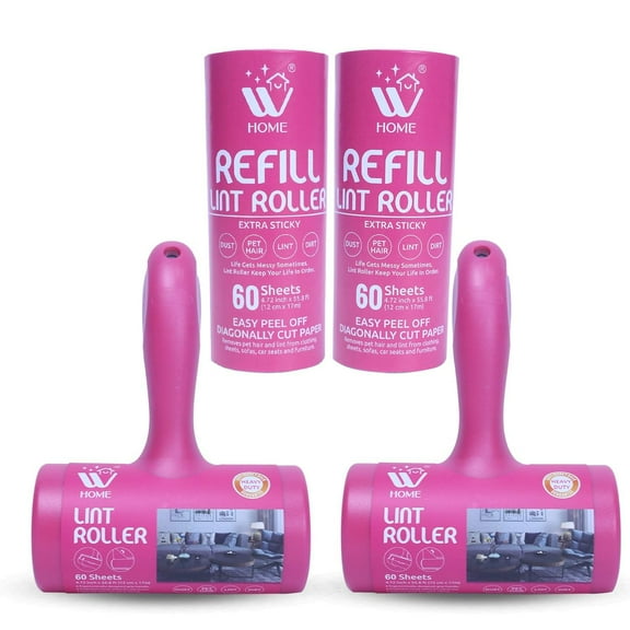 WBM Lint Roller 2 Count with 2 Refill, 60 sheets/Refill, Total 240 sheets