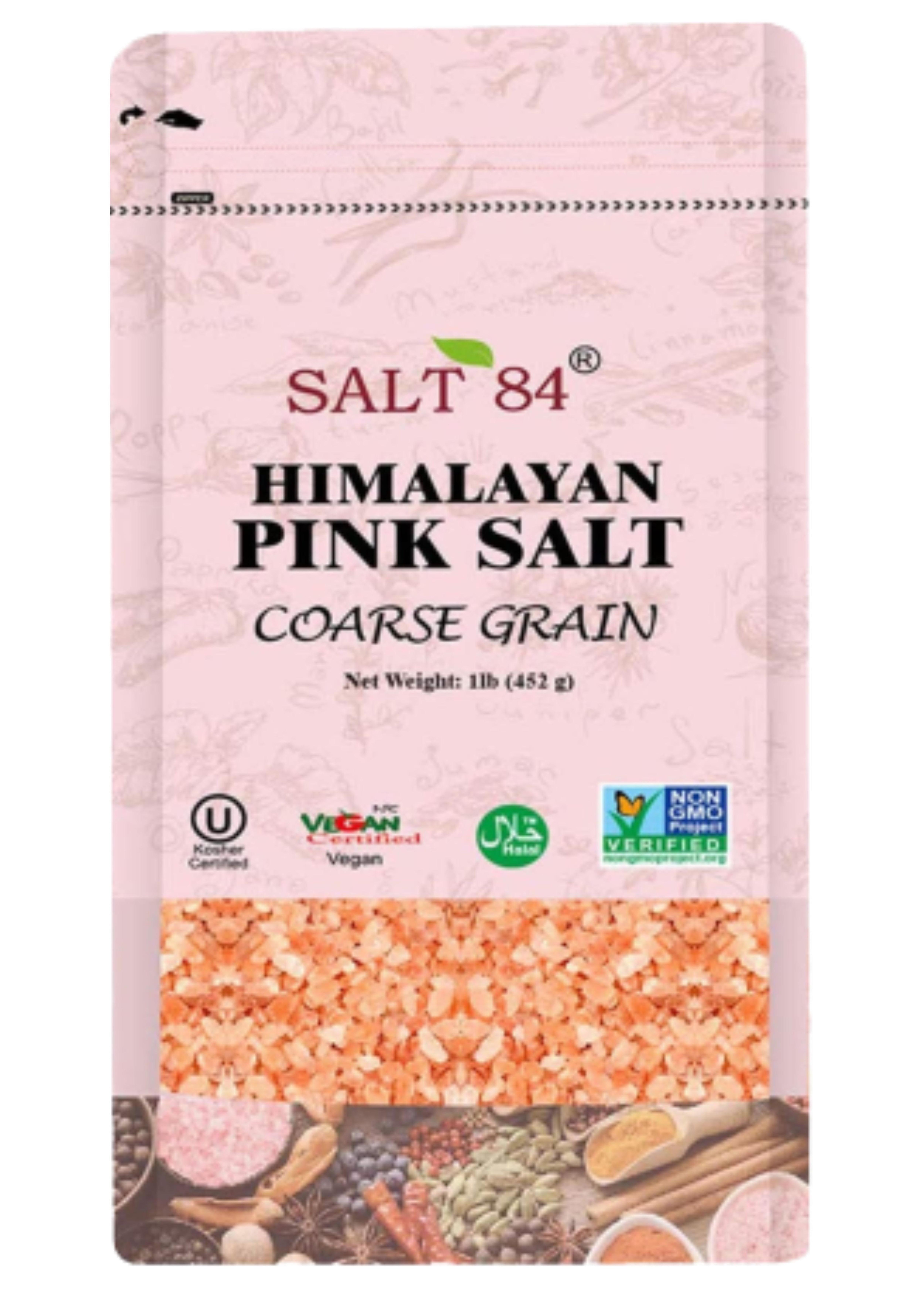 WBM Natural Pink Himalayan Salt Coarse Grain Grinder Refill 6 lbs. 6 x 1 Pound Bags