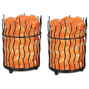 WBM Pillar Style Basket Salt Lamps, Night Light Bulb and Dimmable Switch, Home Decorative  (2-Pack)