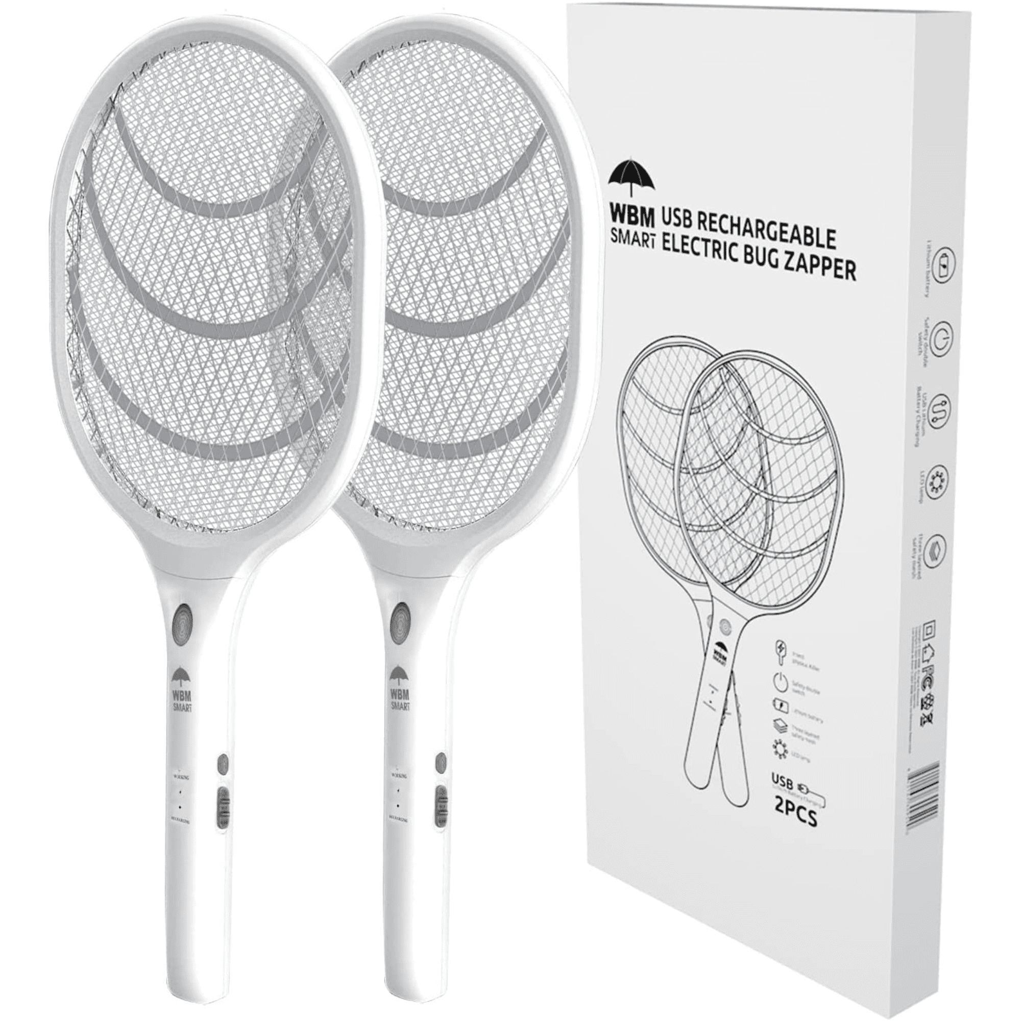 WBM Portable Handheld Insect Killer Fly Swatter Racket for Indoor and Outdoor, Pack of 2