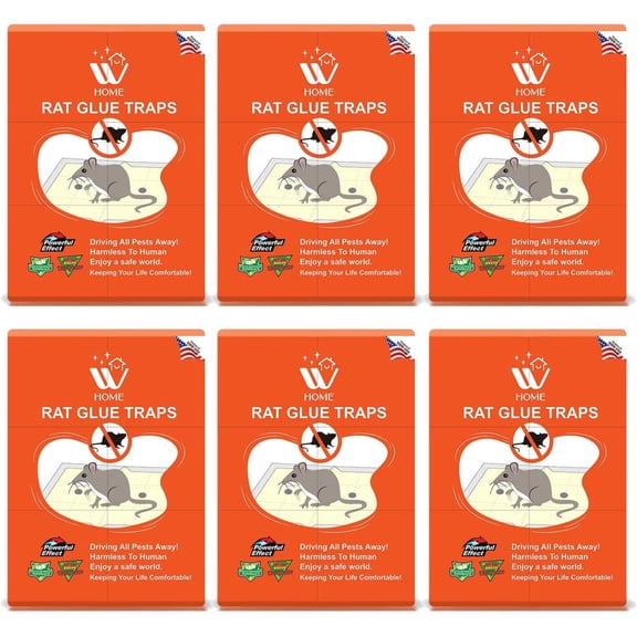 WBM Rat Glue Trap Large, Mouse and Insects Trap, Enhanced Stickiness, 6 Count