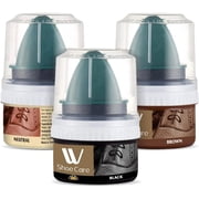 WBM Shoe Care Shoe Cream with Sponge Applicator - Perfect Combination for a Professional Shine with Black, Brown & Neutral