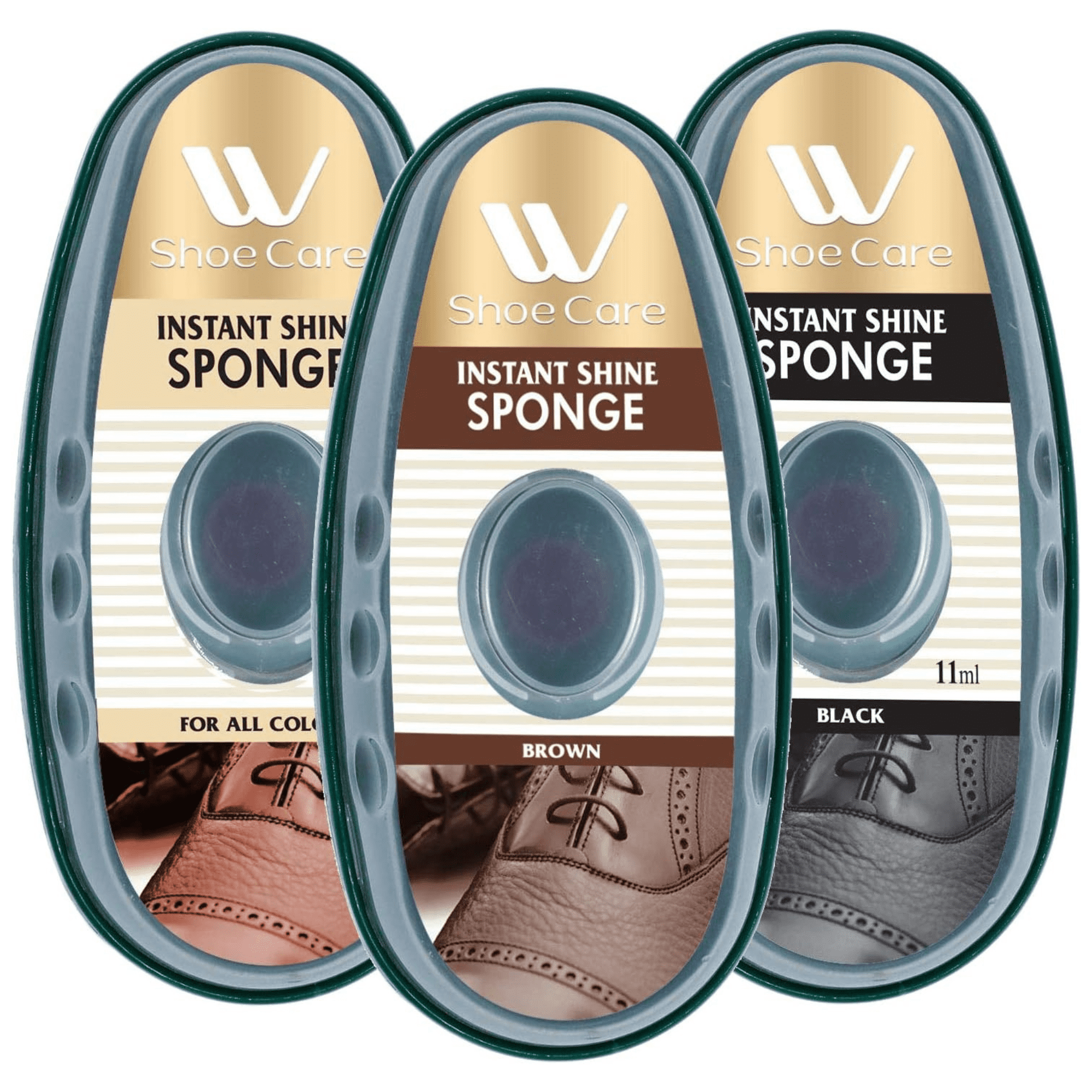 WBM Shoe Care Shoe Polish Sponge Black, Brown and Neutral, Instant