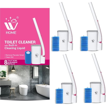 WBM Toilet Bowl Cleaner, Toilet Bowl Cleaning System with 8 Foam Replacement Heads, Pack of 4