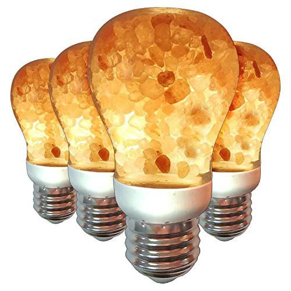 Amber Glow LED Light Bulbs with Himalayan Salt Crystals, 4 Pack