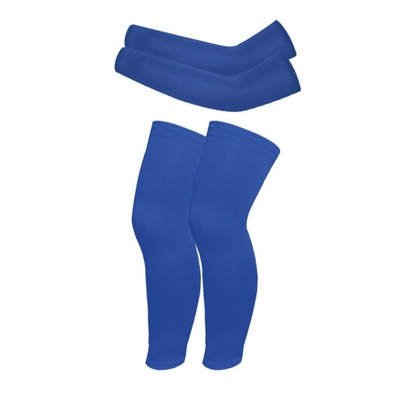 WBQ 2 Pairs Kids Arm Sleeves and Leg Sleeves for Basketball 4-14 Year Girls Boys UV Sun Protection Sleeves Non Slip Leg Wraps for Football Cycling Outdoor Sports